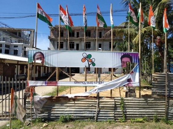 Amid Durga Puja, miscreants Vandalized TMC Party Office in Dharmanagar